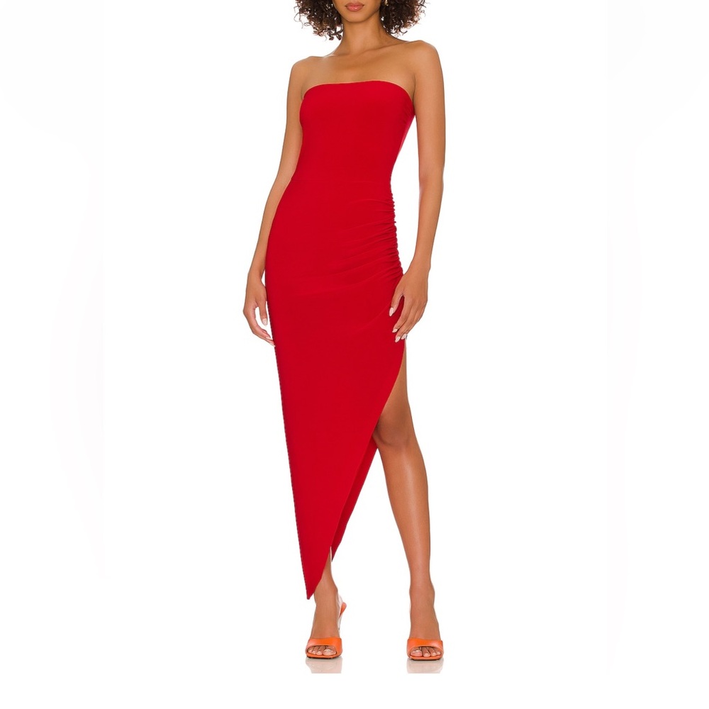 Norma Kamali Side Drape Gown in Tiger Red